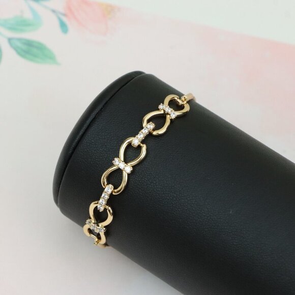 Elegant Rose Gold Infinity Bracelet in Cubic Zirconia, Adjustable Size, XPAB0606 - Picture 10 of 11